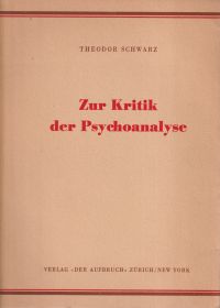 Schwarz, Zur Kritik der Psychoanalyse. (Umschlag)